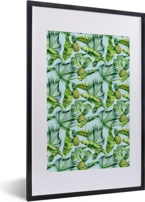 Produktbild von MuchoWow® MuchoWow® Gerahmtes Poster Vintage - Ananas - Blätter 40x60 cm - Poster mit zchwarzem Bilderrahmen - Poster in Rahmen