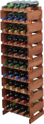 Produktbild von Weinregal VINOTECA FLEX PRO | HxBxT 135x46x28cm | 40 Flaschen auf 10 Ebenen | Massives Kiefernholz | Braun geölt