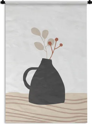 Produktbild von MuchoWow® Wandteppich Wandbehang Sommer - Blume - Schwarz - Weiß 60x90 cm Tapisserie Dekoration Wandtuch - Foto-Teppich - Abwaschbar
