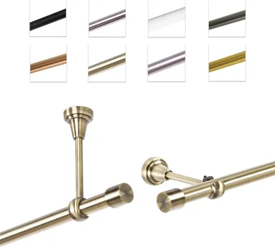 Produktbild von Gardinenstange Vorhangstange 19 mm 1-läufig, Antik Gold, 240 cm