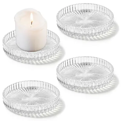 Immagine prodotto di Candele portacandele in vetro trasparente, forma rotonda, confezione da 4 pezzi, diametro 8,8 cm