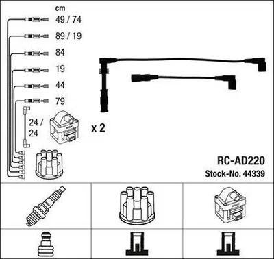 Produktbild von NGK 44339 Zündkabelsatz Zündleitungssatz für AUDI 100 Limousine (4A2, C4) A6 Avant (4A5, C4) A6 Limousine (4A2, C4) 100 Avant (4A5, C4)