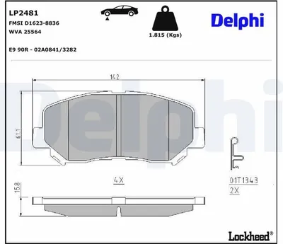 Produktbild von DELPHI Bremsbeläge Satz Vorne Bremsklötze für MAZDA CX-5 (KE, GH) LP2481
