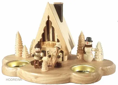 Produktbild von Räucherhaus Skihütte mit Teelichter BxHxT 14,5x13,5x24,5cm NEU