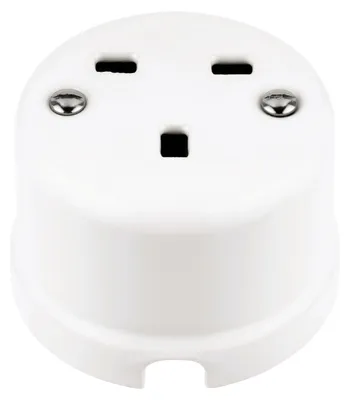 Produktbild von Aufputz Porzellan Retro Steckdose TypG (UK/British Standard) | QR1 weiß