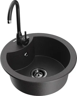 Produktbild von Mexen Diego 1-Becken-Granit-Spüle mit Mischbatterie Telma, Schwarz gesprenkelt - 6512-76-670200-70-B