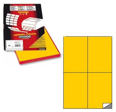 Image de Markin Étiquettes Adhésives Permanentes C/519 A4 105x148,5 mm Jaune - 4 Étiquettes/Feuille 100 Feuilles