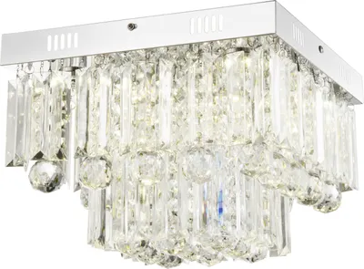Produktbild von Globo Lighting Deckenleuchte Metall verchromt, Acrylkristalle klar, LxBxH: 320x320x240mm, inkl. 6x LED 18W 230V, 2100lm Source, 1800lm Output, 4000K