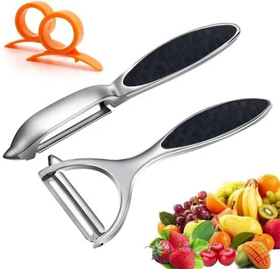 Imagen del producto de Juego de dos tijeras de acero inoxidable ergonómicas, color plateado