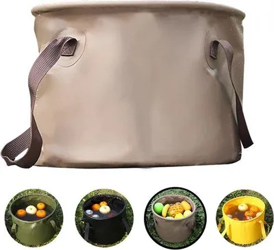 Image de Seau de camping pliable et léger, 10 litres, couleur kaki