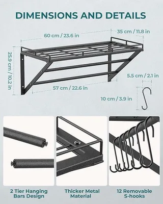 Obrázek produktu pro Malá nástěnná polička na drobnosti, 30 x 60 x 26,5 cm