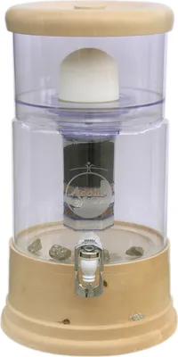 Produktbild von AcalaQuell Wasserfilter Smart 8L, echtes Kristallglas in klar, Echtholz Deckel und Sockel Ahorn rund