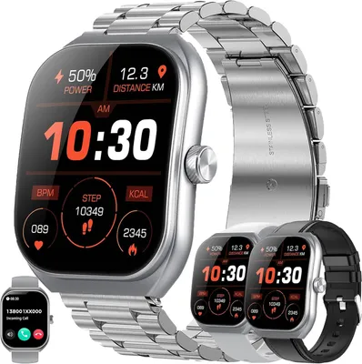 Produktbild von SGDDFIT Herren Smartwatch 2.01 Zoll AMOLED Display Telefonfunktion 130 Sportmodi 5ATM Wasserdicht Fitness Uhr Herzfrequenz Blutdruck Bluetooth Anrufe