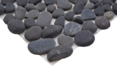 Produktbild von Handmuster Mosaik Fliese Flußkiesel Steinkiesel Kiesel gewölbt dunkelgrau MOS30-0208_m