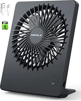 Produktbild von TriPole Tischventilator Leise, 2000mAh Ladefähige USB Ventilatoren Ausführen Bis zu 4-16 Std, 3 Geschwindigkeiten Tragbarer Akkulüfter-30dB,