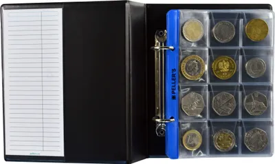 Produktbild von Sammelalbum für 120 Münzen: 10 Münz-Hüllen, Fächer 35 x 35mm. Für Münzen bis 28mm Durchmesser. Münzalbum S.