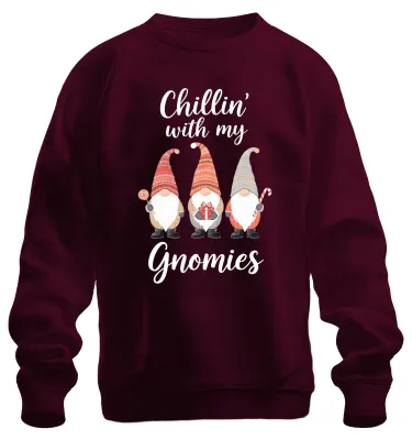 Produktbild von Chillin' with my Gnomies Weihnachten Weihnachtsgnome Wichtel Sweatshirt Pullover, Burgundy, S