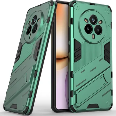 Produktbild von Armor Hülle für Realme 14 Pro 5G Hybrid PC TPU Bumper Stoßfestes Schutzhülle mit Standfunktion Grün