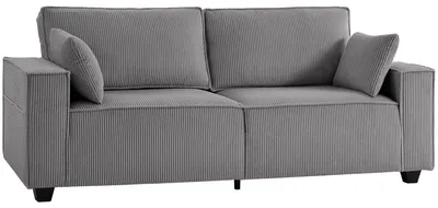 Obrázek produktu pro Třímístná pohovka HOMCOM, 217 cm, s širokými područkami, 2 polštáři, vzhled manšestru