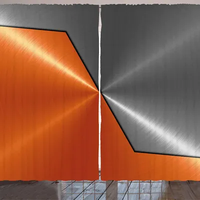 Produktbild von ARANDE Orange und Grau Gardine, Maschinen Modern 3D, 280 x 225 cm, Orange Grau