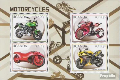 Produktbild von Briefmarken Uganda 2012 Mi 2896-2899 Kleinbogen (kompl.Ausg.) postfrisch Motorräder
