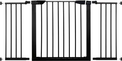Immagine prodotto di Cancelletto per porte e scale con prolunga: 75-138 cm nero Cancelletto di sicurezza per bambini con sistema di tensionamento Cancelletto di sicurezza per bambini