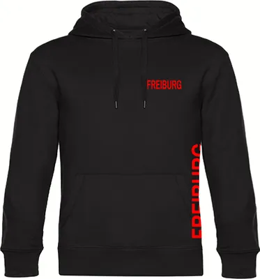 Produktbild von multifanshop Kapuzen Sweatshirt - Freiburg - Brust & Seite, schwarz, Größe L
