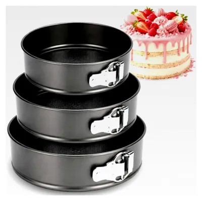 Produktbild von Springform Set 3 Stück Runde Backformen Auslaufsicher Antihaft Ø 24/26/28 cm Kohlenstoffstahl Hitzebeständig