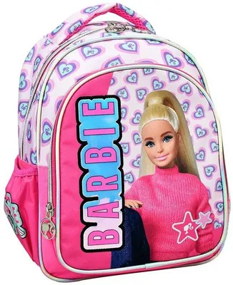 Produktbild von Barbie Rucksack - Rosa - Herz Rucksack für Mädchen - Schulrucksack für Kinder - Freizeit Tasche mit Print - 30 x 24 x 12 cm