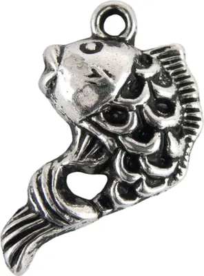5 Charm Anhänger 'Fisch', 12 x 20 mm, altsilber