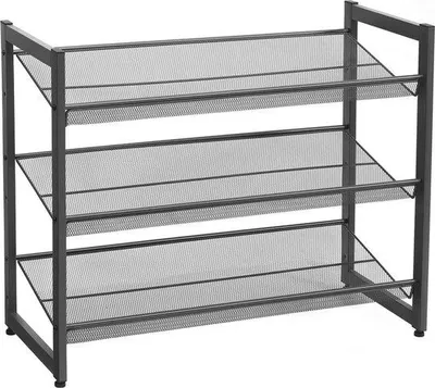 Zdjęcie produktu dla Regał metalowy z 3 półkami o regulowanej wysokości, czarny, 74 x 62,8 x 30,7 cm