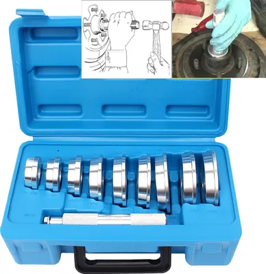 Image de CCLIFE 10 pcs. jeu de pièces de pression en aluminium Pièces de pression pour presse d'atelier Coussinets Bague Simmerring Chasseur Jeu d'entraînement