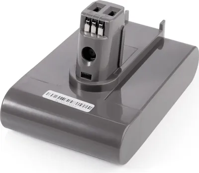 A gray vacuum cleaner battery pack is shown against a white background.