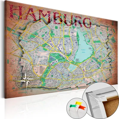 Produktbild von Vliesstoff Korkbild - Hamburg 120x80 cm Städte k-A-0068-p-a