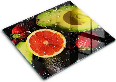 Zdjęcie produktu dla Deska kuchenna – 60 cm x 52 cm - Szklana deska do krojenia - Szkło hartowane – Antypoślizgowa - Owoce I Warzywa