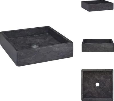 Immagine prodotto di vidaXL Lavabo nero 40x40x10 cm in marmo - Lavabo da bagno