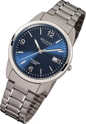 Produktbild von Regent Armbanduhr silber grau F-433 Herren Analog-Titanuhr URF433