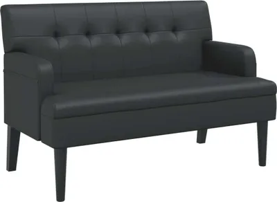 Image de vidaXL Banc avec dossier noir 112x65,5x75 cm similicuir