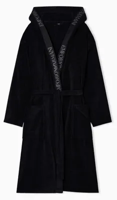 Immagine prodotto di Accappatoio EMPORIO ARMANI in spugna di cotone incrociato con cappuccio articolo EM002255 AF14986, EUR L - CN 180/104A - BR G - MX G, Cotone 100%