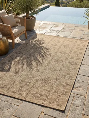 Produktbild von In- & Outdoor-Teppich Vintage Pflegeleicht Waschbar Strapazierfähig | Schwarz 280x370 cm Balkon Terrasse Küche Saugroboter | KASBERG – Kadima Design