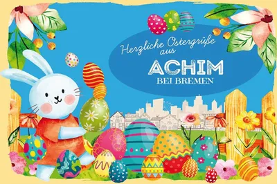 Produktbild von vianmo Holzschild 12x18 cm Ostergrüße ACHIM BEI BREMEN