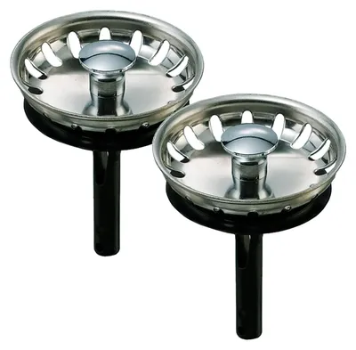 Produktbild von 2er Set Edelstahl-Siebkörbchen für Teka Spüle mit 1 1/2 Zoll ohne Excenter Schmutzsieb Siebkorb - Durchmesser 54 mm