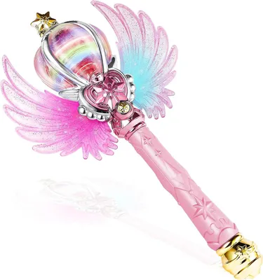 Produktbild von Prinzessinnen Zauberstab für Mädchen, LED Leuchtstab mit Drehlicht & Musik, magisches Rollenspiel Spielzeug für Kinder, Geburtstag & Party