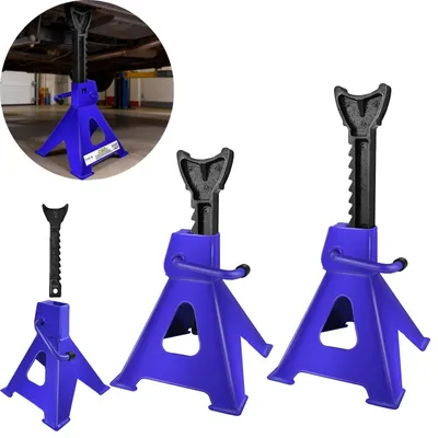 Imagen del producto de Soportes para elevadores de vehículos, construcción robusta, altura ajustable, color azul