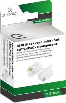 Produktbild von QUADRIOS Modularstecker-Set 1906C161, Polzahl 4P4C, ungeschirmt, 15 Stück