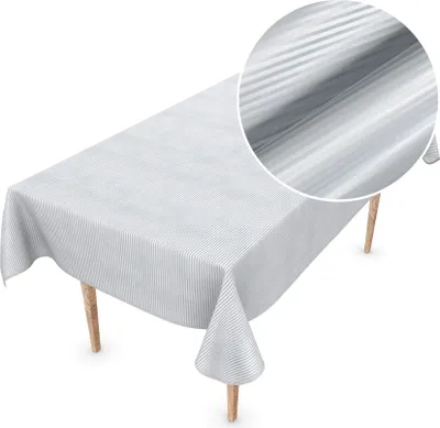 Produktbild von Tischdecke Wachstuch Premium Gestreift Grau Robust Wasserabweisend Breite 155 cm Länge 300 cm