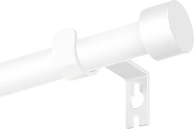 Productafbeelding van Ibenzoa® Verstelbare gordijnstang, 16 mm, matwit – lengte 63–223 cm, metaal, geschikt voor ramen en buiten, met eindkappen en bevestigingsmaterialen