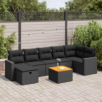 Produktbild von Eleganten-Stil 8-tlg. Garten-Lounge-Set mit Kissen Garten-Sofagarnitur, Outdoor Indoor, Schwarz Poly Rattan Gartenmöbel-Sets CHY32740284