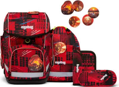 Produktbild von ergobag Schulranzen Cubo Schoolbag Set 5-teilig AlarmBärreitschaft rot