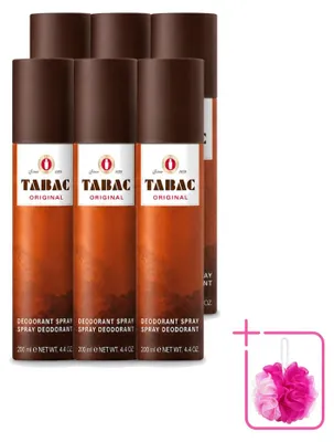 Obrázok produktu pre 6 x Tabac Original, antiperspiračný sprej na telo, 200 ml - balenie (6 kusov)